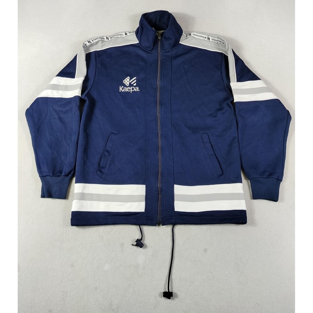 Vintage Kaepa Athletics Track Jacket Mens Large Blue White Stripe Full Zip
